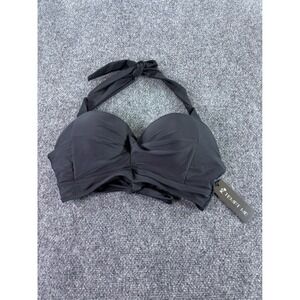 Tempt Me Bikini Top Womens Medium Black Halter Push Up Twisted Front New